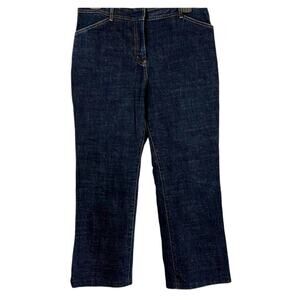 Ann Taylor Women’s Size 8 Dark Wash Wide Leg Jeans Stretch Denim Cropped EUC